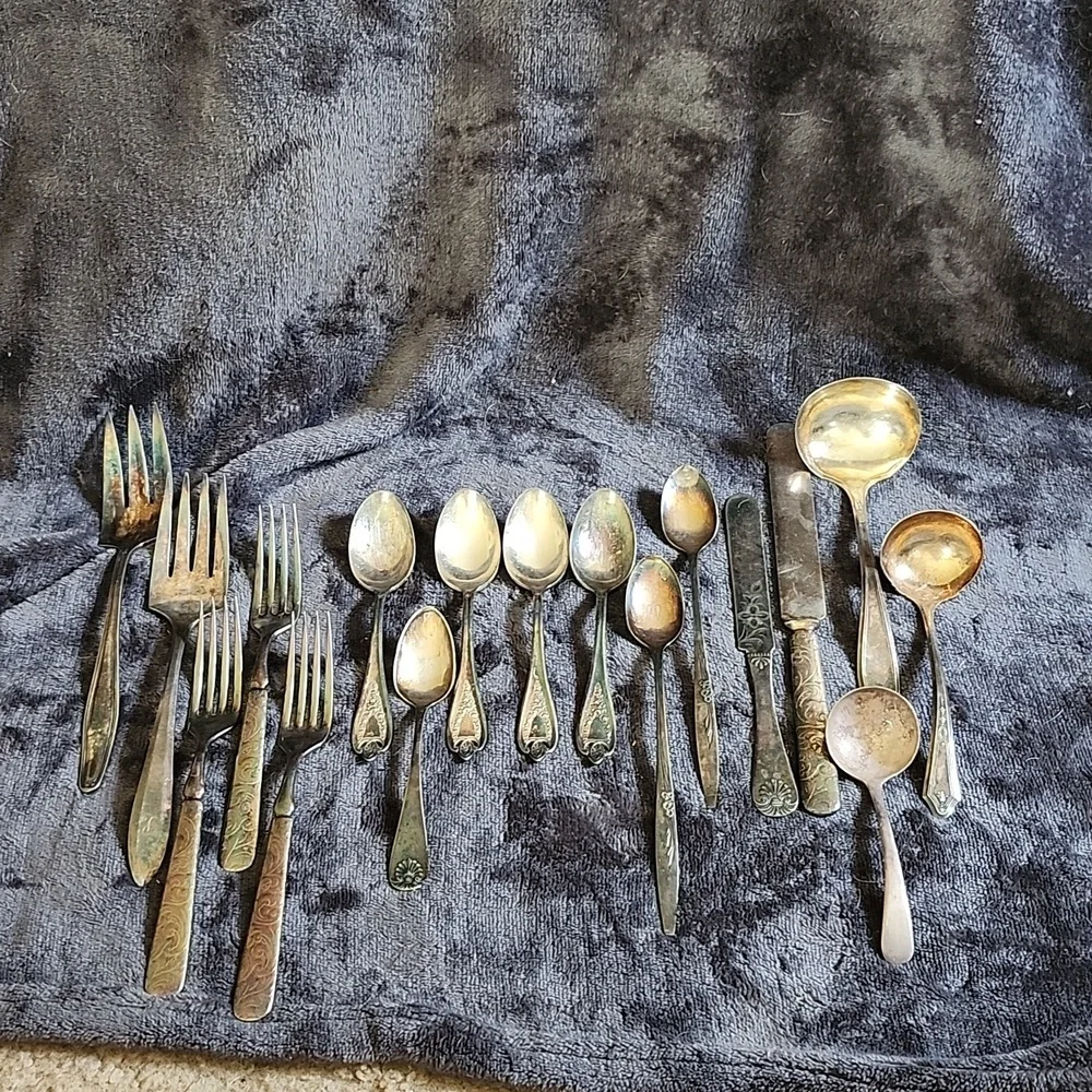 Silver plated bundle of Servewear Flatware Vintage Onieda Sheffield Rogers